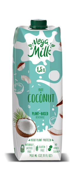 Рослинне молоко рисово-кокосове, без цукру, 950 мл, Vega Milk фото