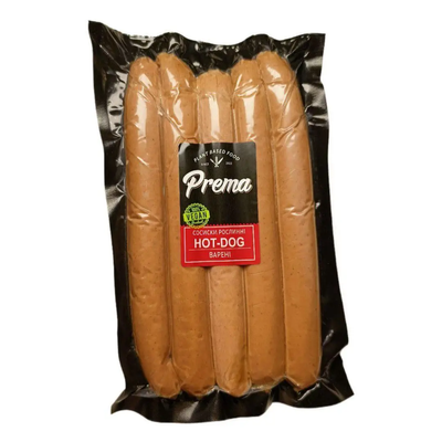 Сосиски растительные Hot Dog, вареные, с глютеном, 380 г, Prema фото