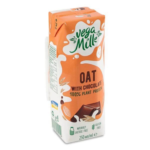 Растительное молоко овсяное с шоколадом, без сахара, на стевии, 250 мл, Vega Milk фото