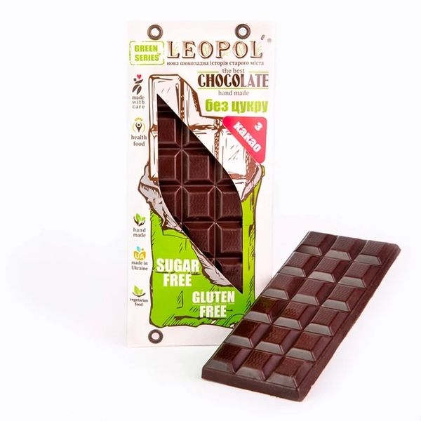 Шоколад Какао чорний без цукру, 75 г, Leopol’ фото