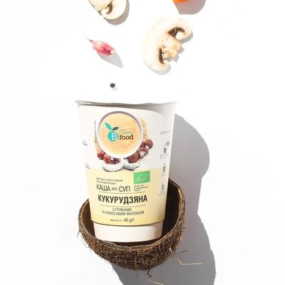 Кукурудзяна каша чи суп органік з грибами та кокосовим молоком,40г,Bifood фото
