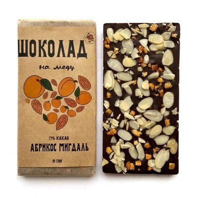 Шоколад на меду абрикос-мигдаль, 50 г, ЖуЖу Shop фото