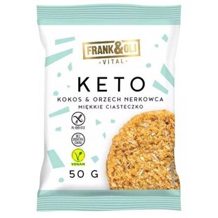 Веганское печенье КЕТО с кокосом и кешью без глютена, 50 г, Frank&Oil фото