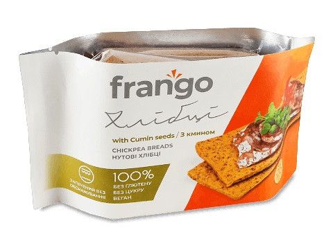 Хлібці нутові з кмином, 100 г, Frango фото