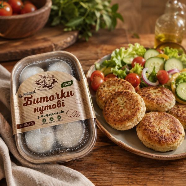 Биточки нутові з моцарелою, заморожені, 300 г, Ms Naturel фото