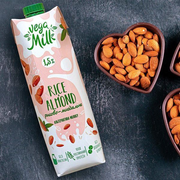 Растительное молоко рисово-миндальное, без сахара, 950 мл, Vega Milk фото