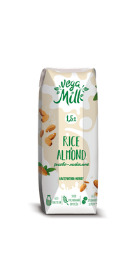 Рослинне молоко рисово-мигдальне, без цукру, 250 мл, Vega Milk фото