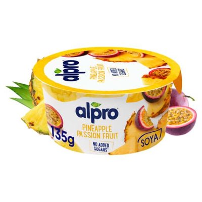 Йогурт соєвий, ананас-маракуйя, без цукру, ферментований, 135 г, Alpro фото