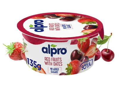 Йогурт соєвий, фрукти з фініками, без цукру, ферментований, 135 г стакан Alpro фото