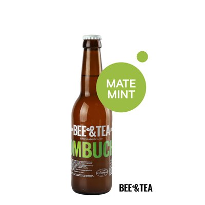 Натуральный безалкогольный напиток Комбуча "Мате-мята", 330 мл, Bee&Tea фото