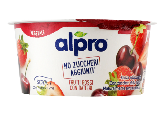 Йогурт соевый, фрукты с финиками, без сахара, ферментированный, 135 г стакан Alpro фото
