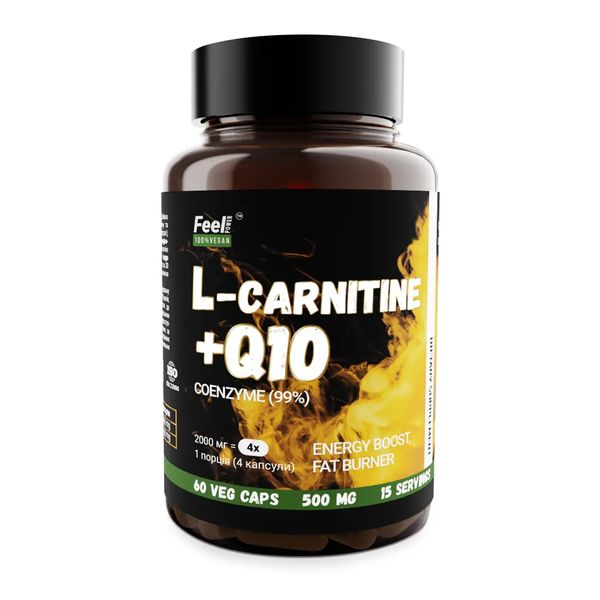 Добавка L-карнитин + Кофермен Q10, L-carnitine + Q10, 60 веган капсул, Feel Power фото