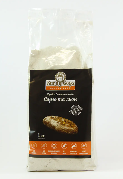 Безглютеновая смесь для выпекания хлеба «Сорго и лен» SunnyGoga 1 кг фото