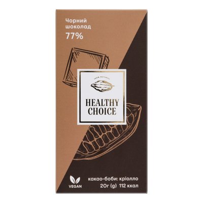 Шоколад черный 77%, 20 г, Healthy Choice фото