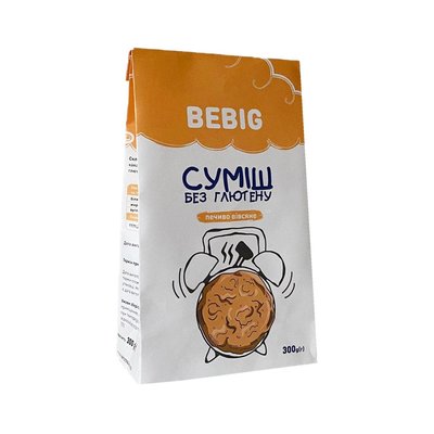 Безглютенова суміш "Вівсяне печиво" без цукру, 300 г, Bebig фото