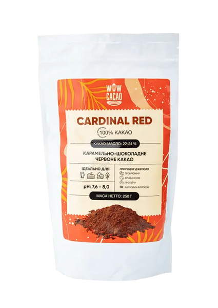 Какао порошок 100% Cardinal Red Нідерланди, без цукру, 250 г, WOW CACAO фото