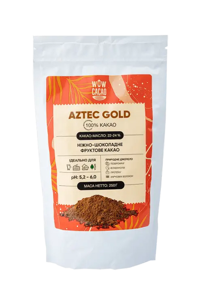 Какао порошок 100% Aztec Gold Нідерланди, без цукру, 250 г, WOW CACAO фото