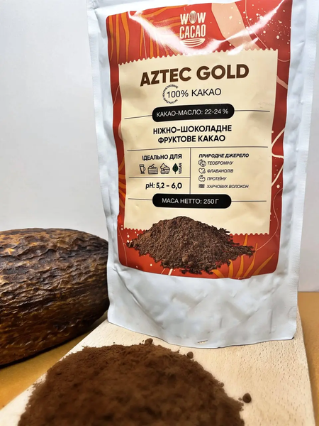Какао порошок 100% Aztec Gold Нидерланды, без сахара, 250 г, WOW CACAO фото