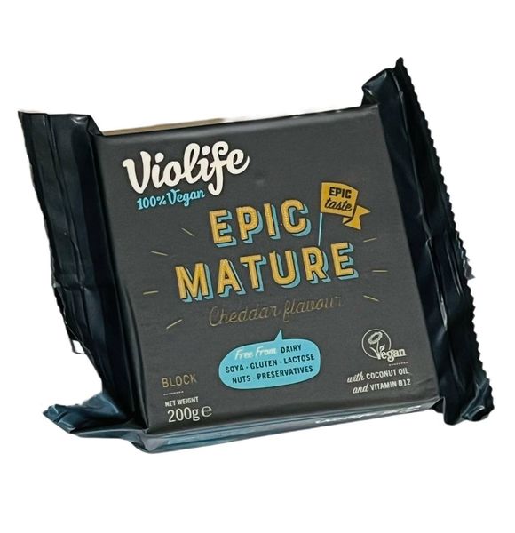 Растительный кокосовый сыр, веганский Epic Mature Cheddar (Зрелый Чеддер) блок, 200 г, VioLife фото