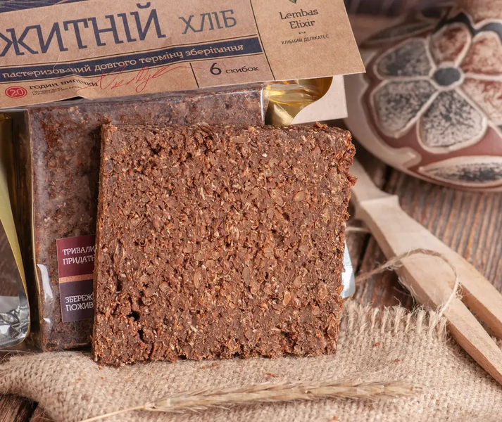 Хліб Житній пастеризований з глютеном, без дріжджів, без лактози, без цукру, 300 г, Lemas Elixir фото