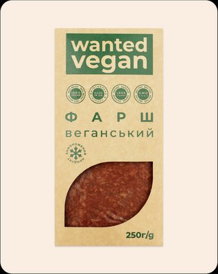 Рослинний фарш, соєво-пшеничний, 250 г, Wanted Vegan фото
