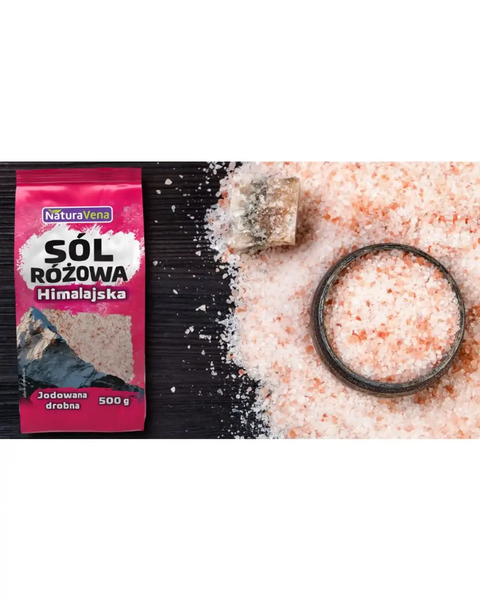 Соль розовая гималайская йодированная мелкого помола, 500 г, NaturAvena фото