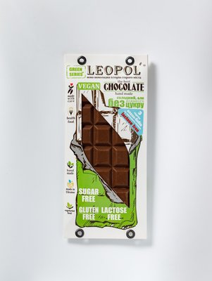 Шоколад веган-молочний з какао, без цукру, 75 г, Leopol' фото