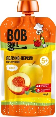 Пюре фруктовое Яблоко-Персик без сахара, 250 г, Улитка Боб фото