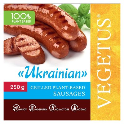 Растительные колбаски гриль «Украинские», на основе горохового протеина, 250 г, Vegetus фото