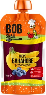 Фруктовое пюре Банановое с черникой без сахара, 250 г, Bob Snail фото