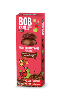 Натуральные Яблочно-Клубничные конфеты в молочном шоколаде, 30г BOB SNAIL фото