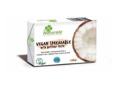 Веганське органічне масло зі смаком кокосу, без лактози, без глютену, 75% жирності, 200 г, Naturale фото