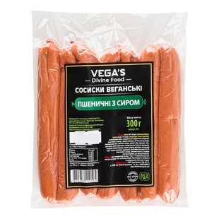 Растительные сосиски Пшеничные с сыром, 300 г, Vega's фото