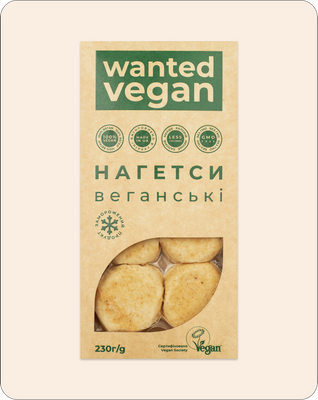 Веганские нагетсы на основе растительных белков, с глютеном, 230 г, Wanted Vegan фото