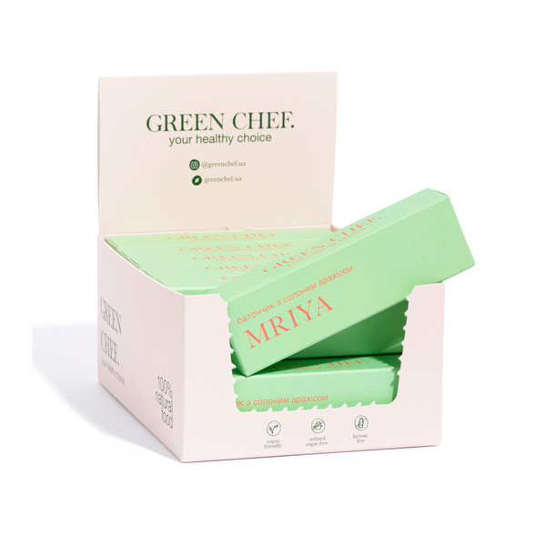 Батончик натуральний Mriya з сиропом агави, без лактози, 50 г, Green Chef фото