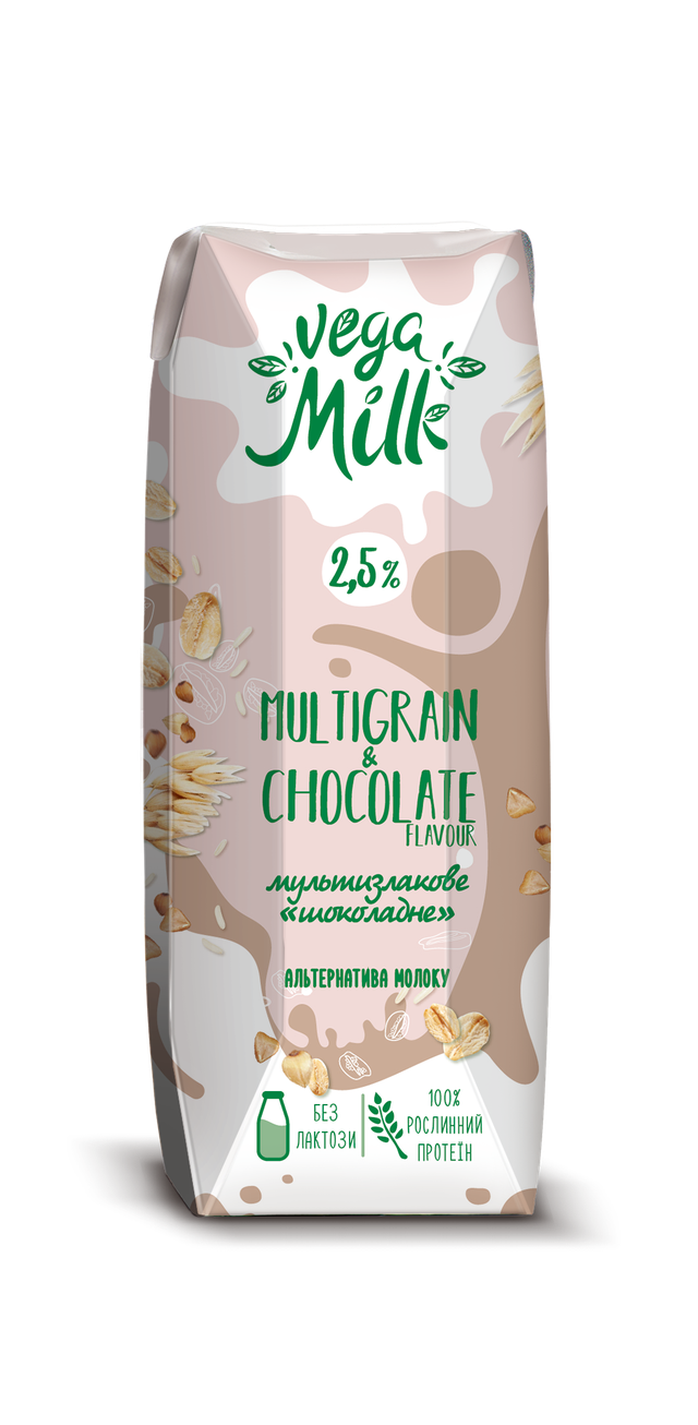 Рослинне молоко мультизлакове з какао, з цукром